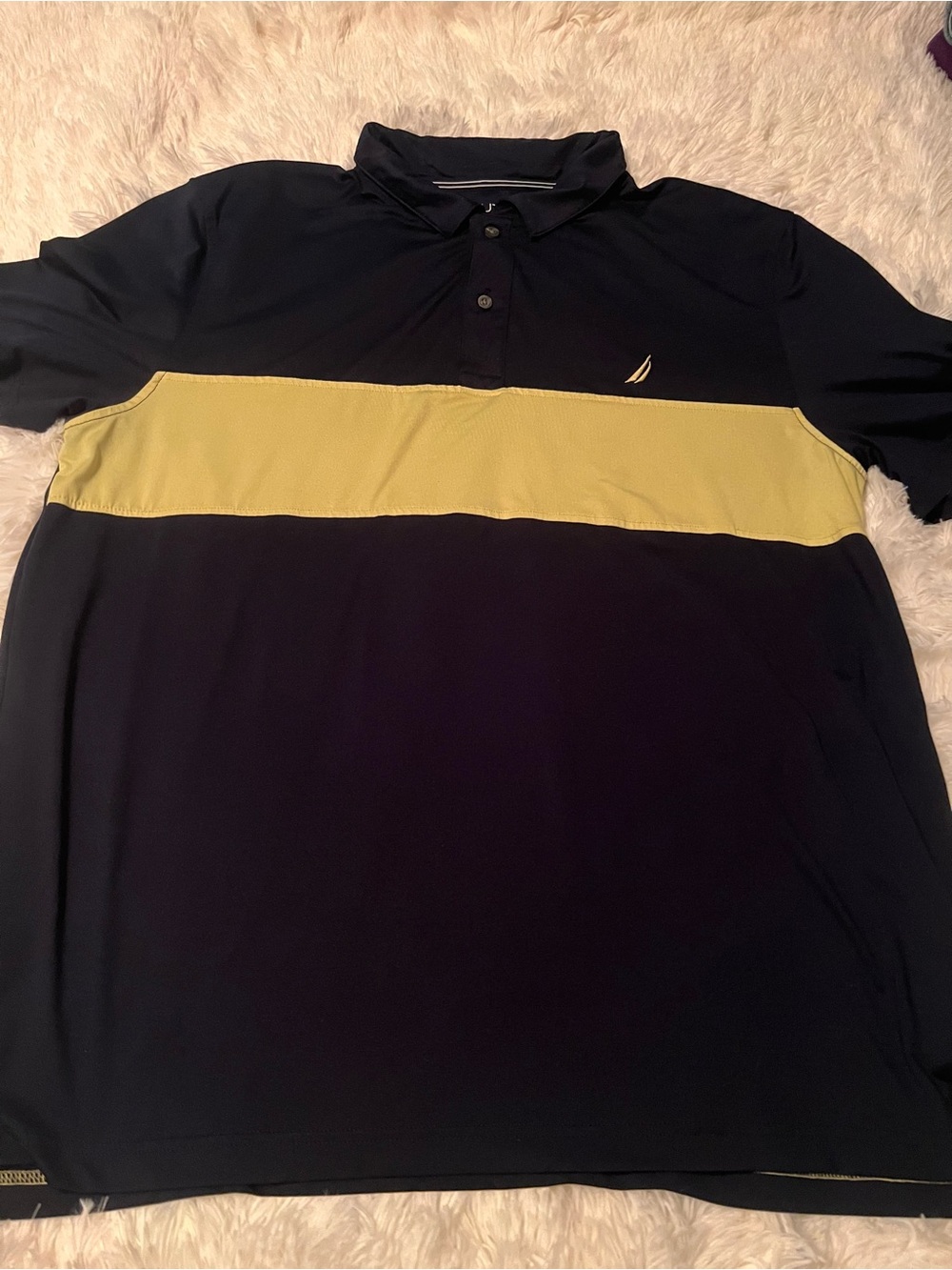 Nautica Men’s Navy Polo with Green Chest Band